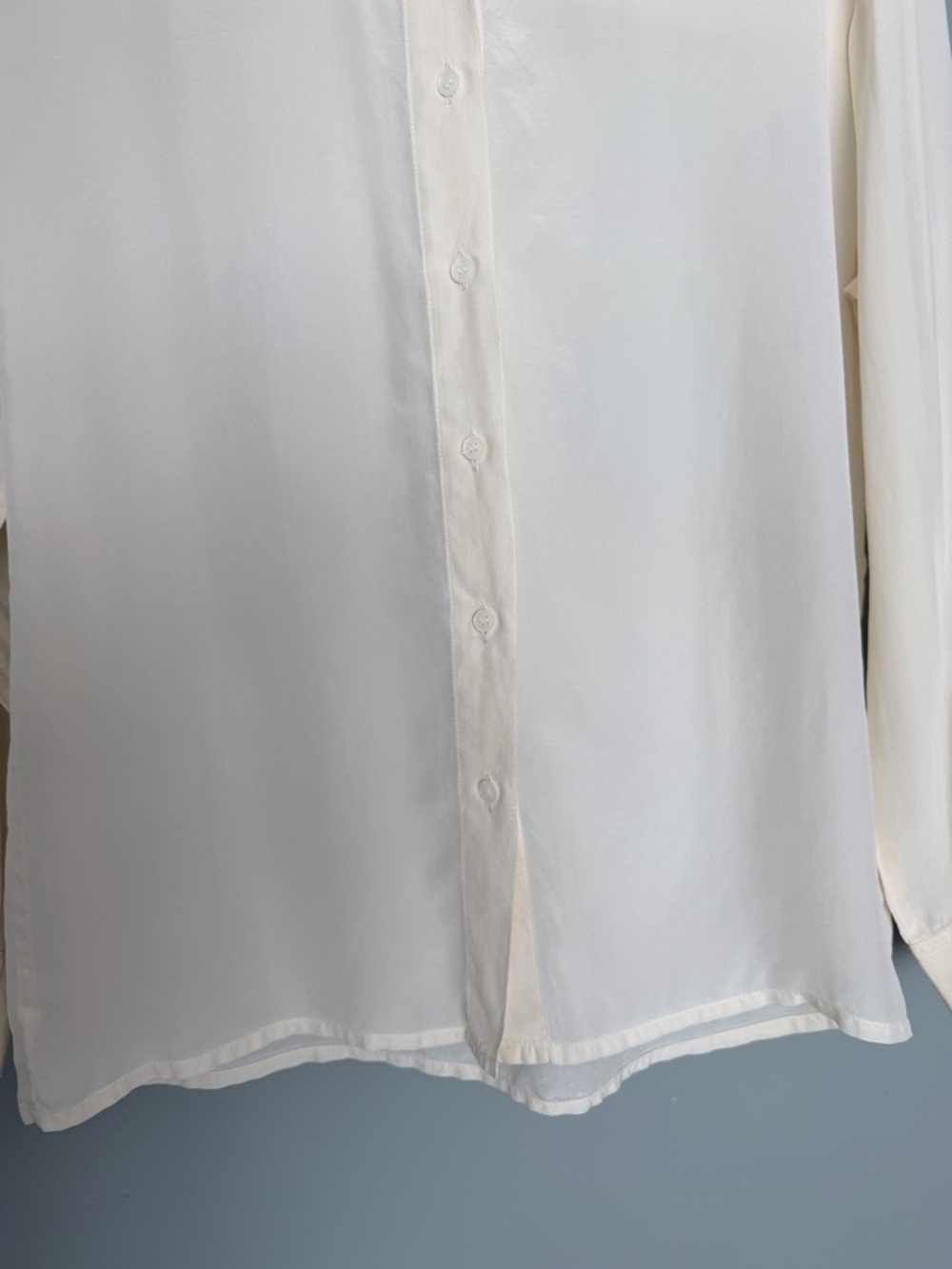 Royal Silk 100% Silk Vintage Cream Pale Yellow Semi Sheer Button Down Shirt - Picture 6 of 13